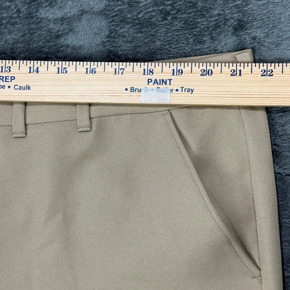 Perma-Prest Flexslax Trousers Men 44x30‎ Tan Full Fit Vintage Slacks